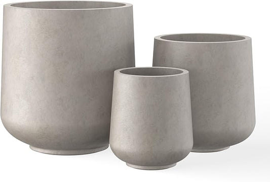 Kante 15.3"+11.6"+8.2" Dia Round Concrete Planter, Large Outdoor Indoor Planter Pots Containers