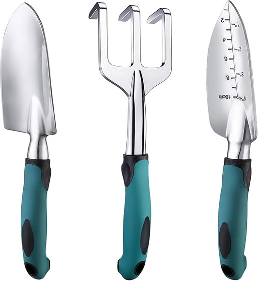 FANHAO Garden Tools Set, 3 Piece Heavy Duty Gardening Tools Cast Aluminum