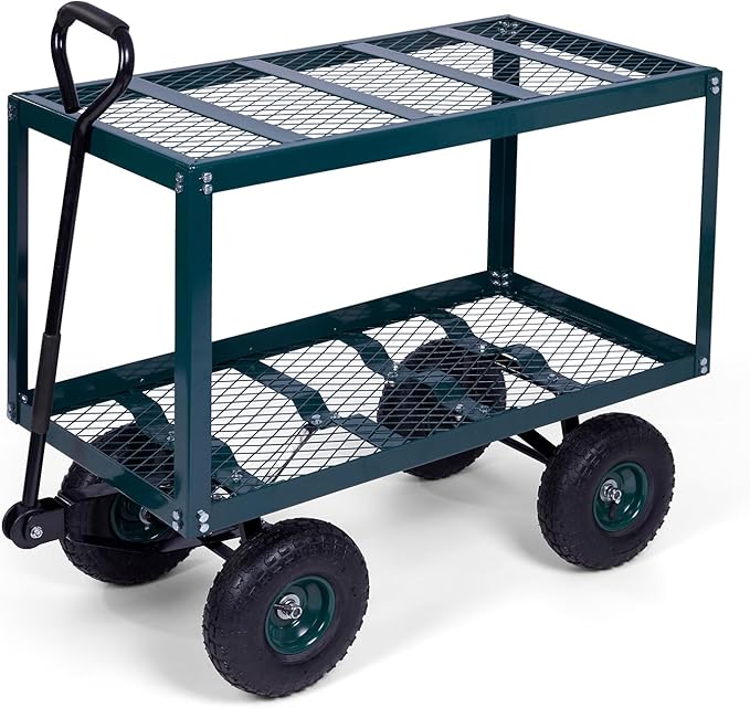 Backyard Expressions 2-Tier Heavy Duty Steel Garden Cart