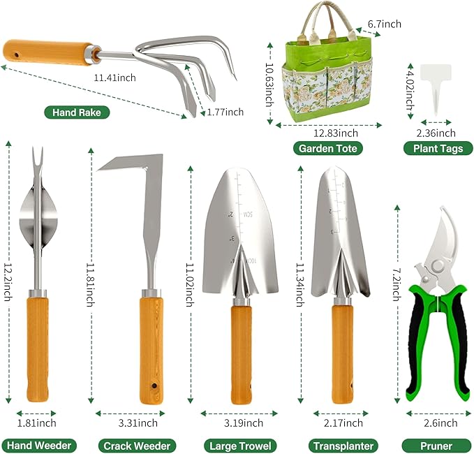 20-Piece Gardening Tools with Fashion and Durable Storage Bag
