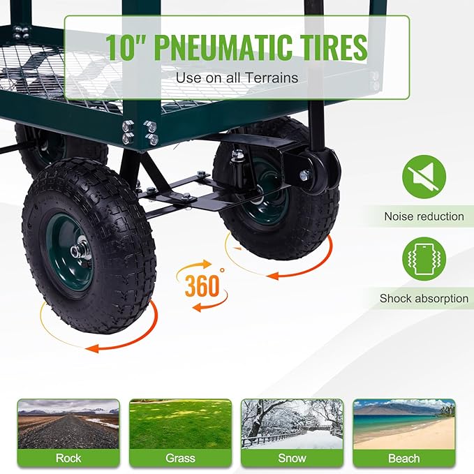 Backyard Expressions 2-Tier Heavy Duty Steel Garden Cart