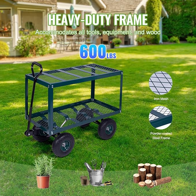 Backyard Expressions 2-Tier Heavy Duty Steel Garden Cart
