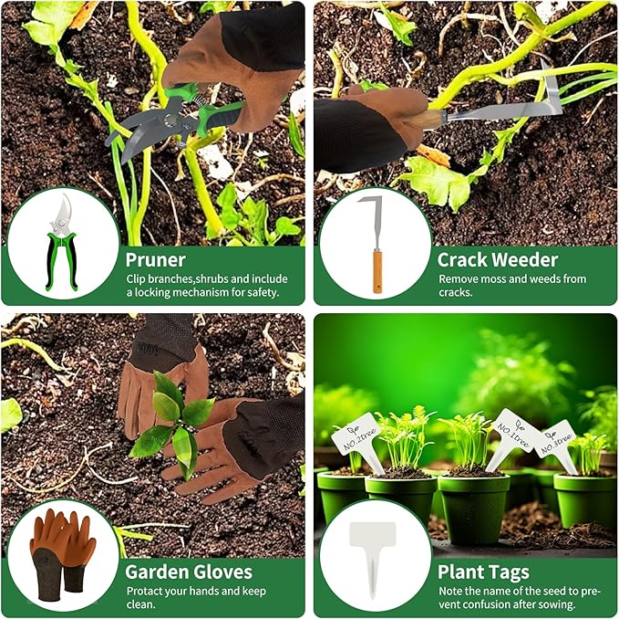 20-Piece Gardening Tools with Fashion and Durable Storage Bag