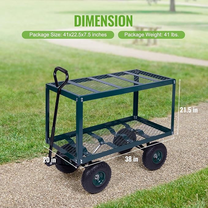 Backyard Expressions 2-Tier Heavy Duty Steel Garden Cart