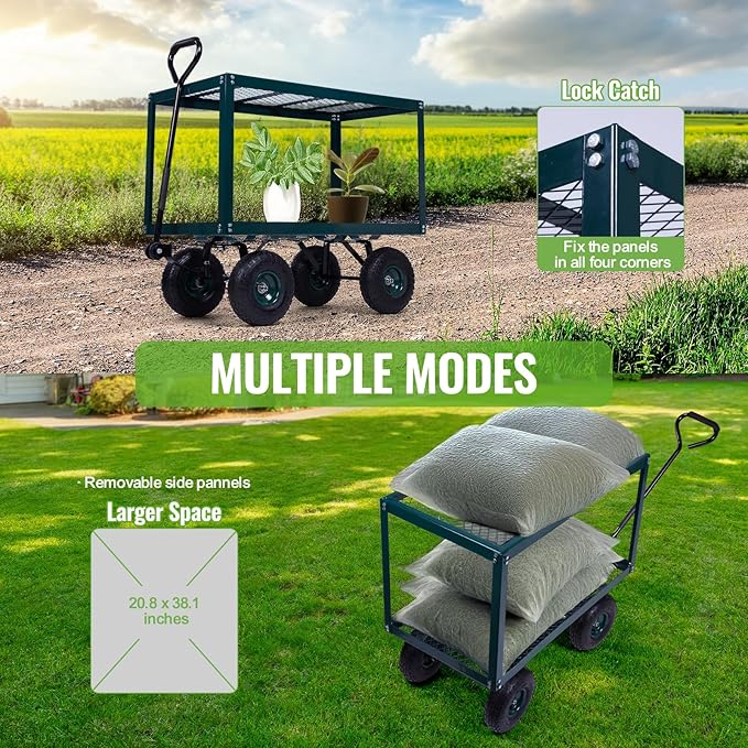 Backyard Expressions 2-Tier Heavy Duty Steel Garden Cart